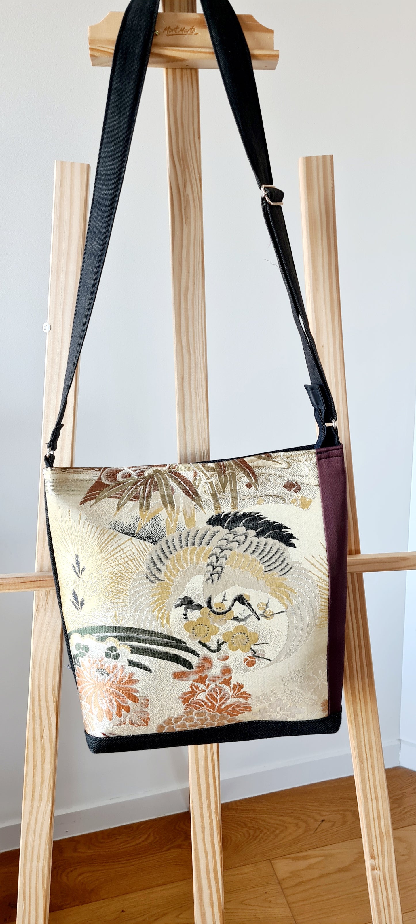 Vintage Celebration Obi bag "Tsuru" (Crane)